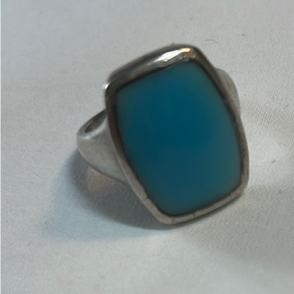 Silver Ring with Blue Stone - Picture 2 of 3